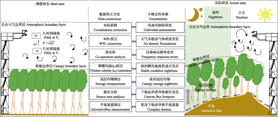 渦度相關(guān)技術(shù)通量觀測(cè)示意圖 渦度相關(guān)技術(shù)通量觀測(cè)示意圖
